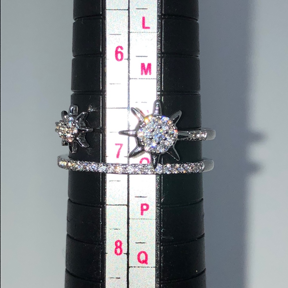 🆕PP Double Suns Double Band AAA Pave Cz Size 7.5 - Picture 2 of 7